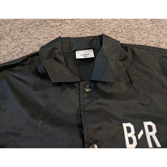 Rare Men's Bleacher Report Black Snap Button Windbreaker Jacker Size Small - Picture 2 of 6